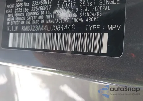 2020 Hyundai Tucson Se from USA, damaged, VIN KM8J23A44LU084446